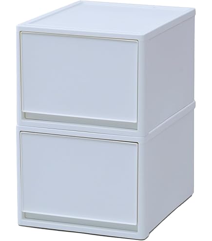 21*収納 ボックス ケース 引き出し 4個 ホワイト 高さ13cm STRC-53L-2(WH/WH) 収納ボックス 奥行53cm 2個/3個/4個組 JEJア